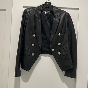 Veronica Beard 100% lamb leather black Dickey blazer